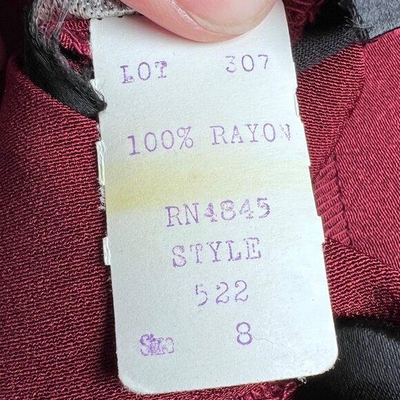 Vintage 80s Maroon Button Up Tunic Top Rayon Size 8 - Picture 3 of 10
